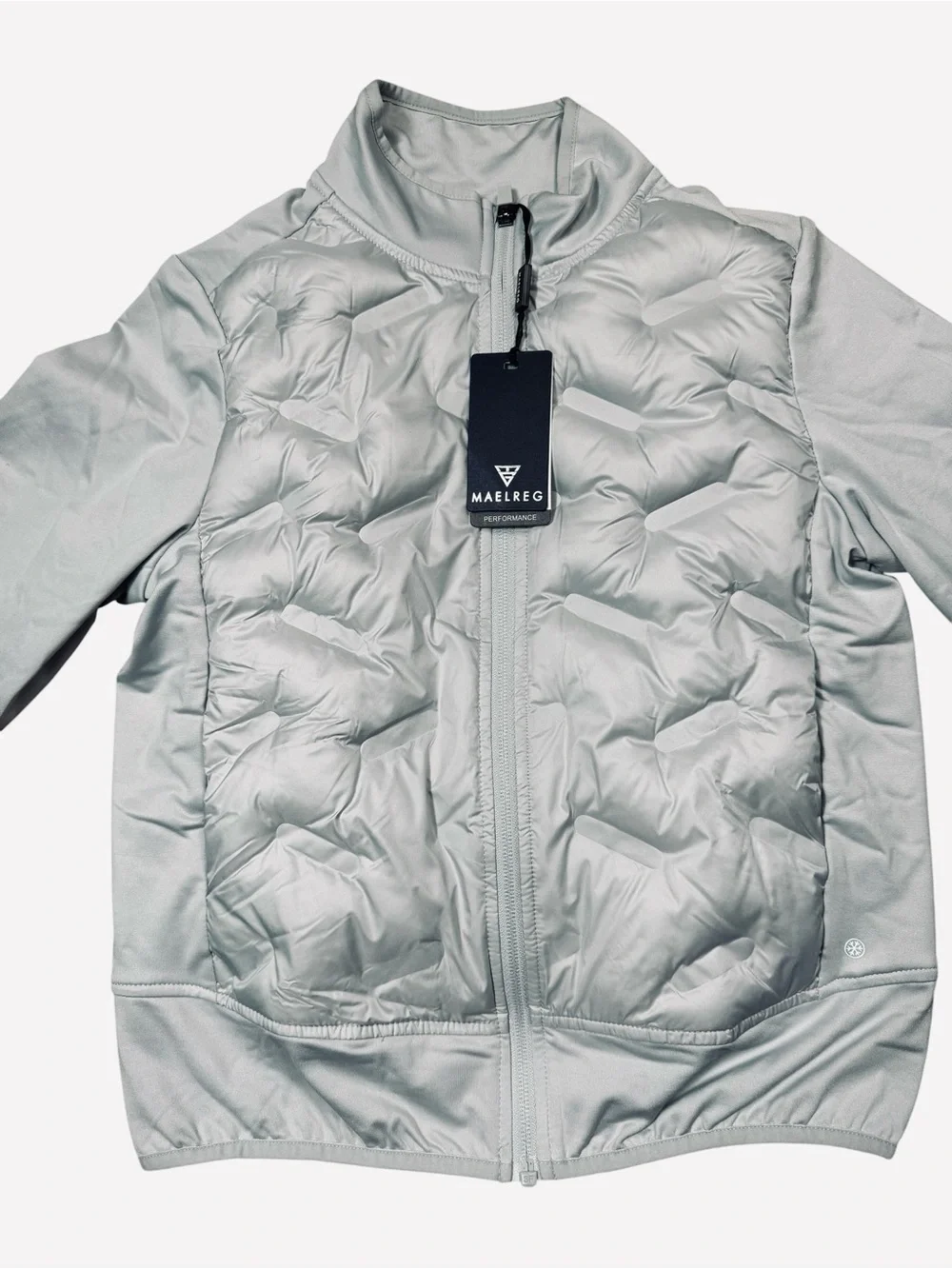 NWT New MAELREG Boys Windproof Puffer Jacket In Light Grey Size 8